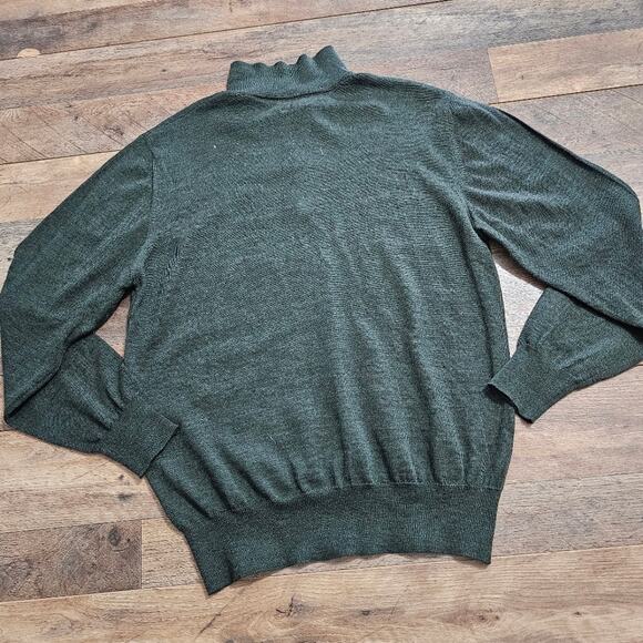 Lord & Taylor Sweater Mens 100% Pure New Merino Wool 1/4 Zip Pullover Green Sz M - Picture 11 of 14
